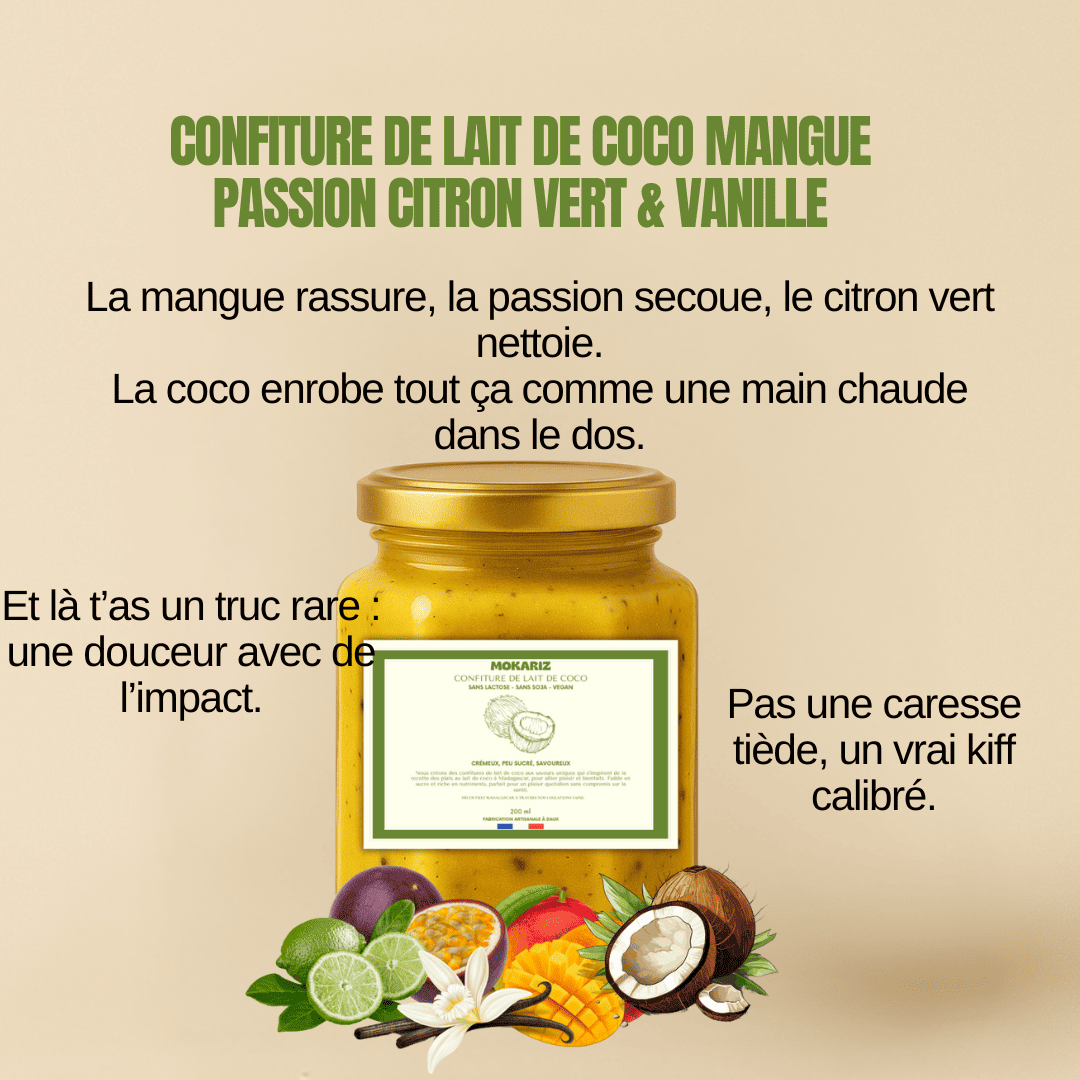 CONFITURE DE LAIT MANGUE PASSION CITRON VERT