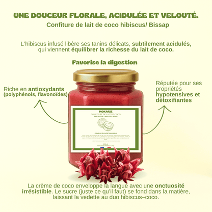 Confiture de lait de coco vegan, confiture de lait hibiscus, bissap, hibiscus latte au coco, confiture de lait vegan, confiture de lait de coco, collation saine, pate a tartiner vegan, confiture, caramel vegan, pate a tartiner sans lait, crème dessert, crème dessert vegan, crème dessert sans lactose, pate à tartiner sans lactose