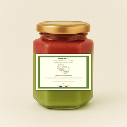 Confiture de liat de coco vegan, confiture de lait matcha, matcha latte au coco, confiture de lait vegan, confiture de lait de coco, collation saine, pate a tartiner vegan, confiture, caramel vegan, pate a tartiner sans lait, crème dessert, crème dessert vegan, crème dessert sans lactose, pate à tartiner sans lactose