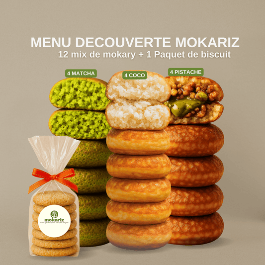 mokary, collation sans gluten, collation saine, collation healthy, sans gluten sans lactose, sans gluten végane, sans gluten sans sucre, mokariz, plats malagasy, traiteur malgaches, patisseries africaines, pancakes de riz fermenté, vitumbua, massa, dosa, snack sans gluten, recette sans gluten sans lactose, menu decouverte, mokary pistache, gateau pistache nougatine, gateau matcha vegan sans gluten
