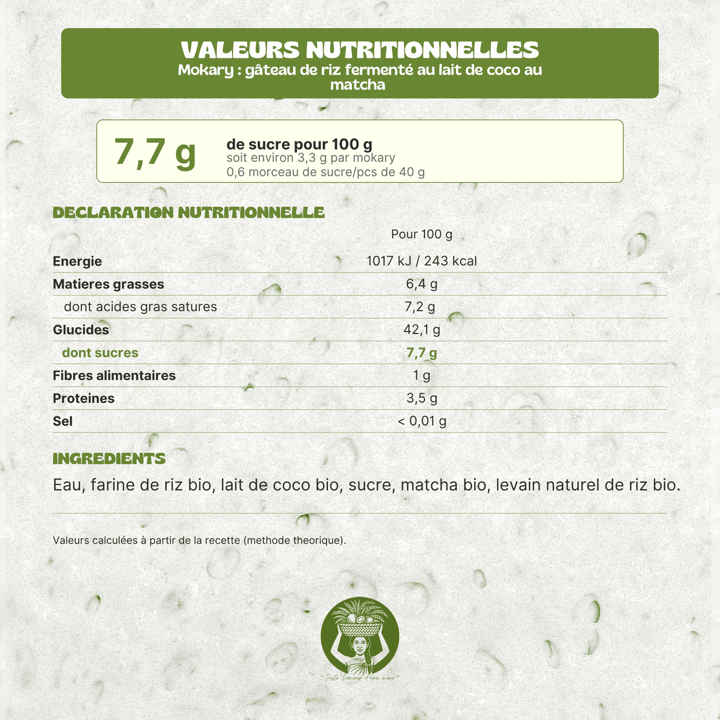 GATEAU FERMENTÉ SANS GLUTEN AU MATCHA