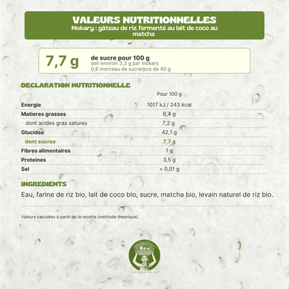 GATEAU FERMENTÉ SANS GLUTEN AU MATCHA