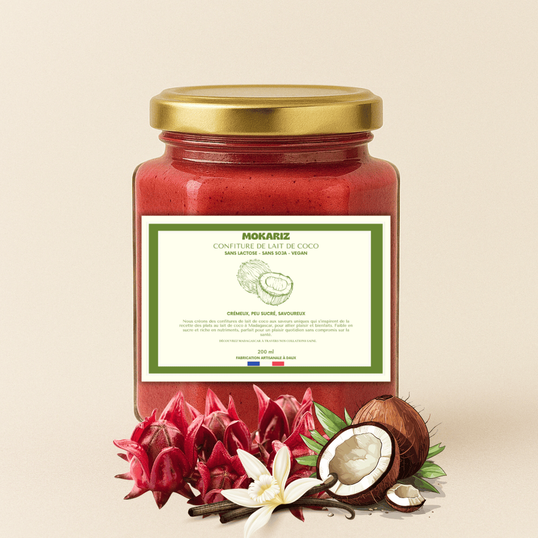 Confiture de lait de coco vegan, confiture de lait hibiscus, bissap, hibiscus latte au coco, confiture de lait vegan, confiture de lait de coco, collation saine, pate a tartiner vegan, confiture, caramel vegan, pate a tartiner sans lait, crème dessert, crème dessert vegan, crème dessert sans lactose, pate à tartiner sans lactose